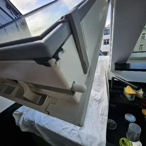 VELUX barrel bolt locked in cleaning position VELUX barrel bolt locked in cleaning position